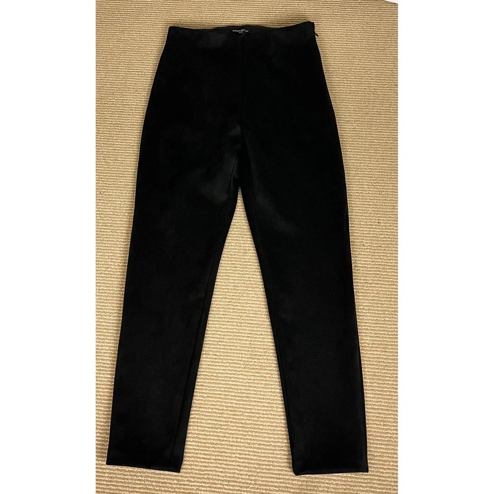 Banana Republic Size 8 Women Devon Pants High Rise Black Faux Suede Inseam 27" - Picture 2 of 14